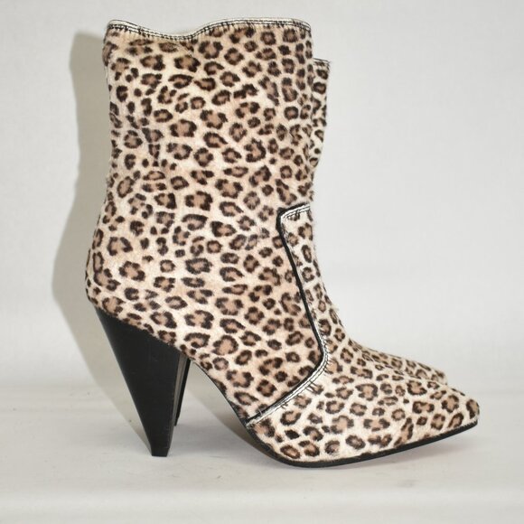 $600 stuart weitzman atomic west CALF HAIR bootie leopard pointy 8.5 (MF26) - Picture 2 of 9